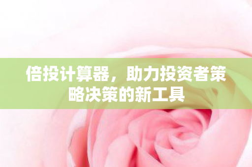 倍投计算器，助力投资者策略决策的新工具