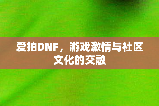 爱拍DNF,游戏激情与社区文化的交融 爱拍DNF,游戏激情与社区文化的交融
