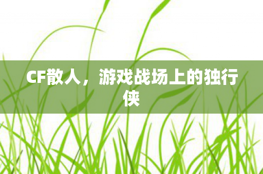 CF散人，游戏战场上的独行侠