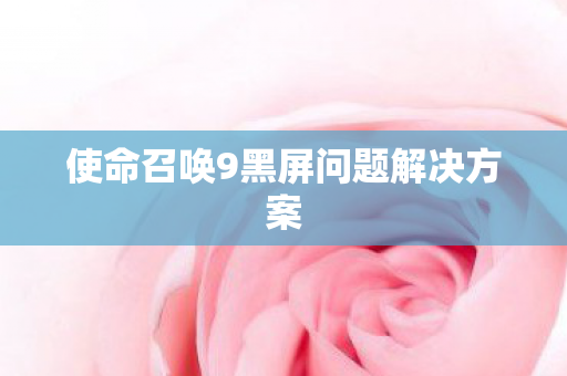 使命召唤9黑屏问题解决方案 使命召唤9黑屏问题解决方案