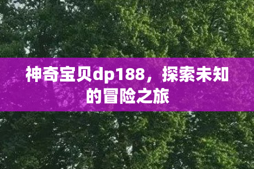 神奇宝贝dp188，探索未知的冒险之旅