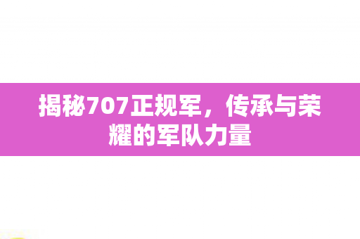 揭秘707正规军，传承与荣耀的军队力量