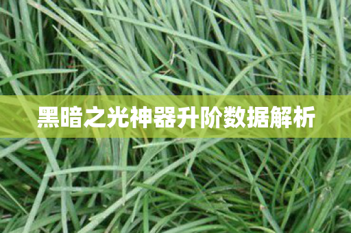 黑暗之光神器升阶数据解析