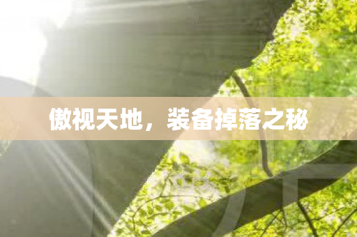 傲视天地，装备掉落之秘
