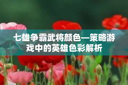七雄争霸武将颜色—策略游戏中的英雄色彩解析