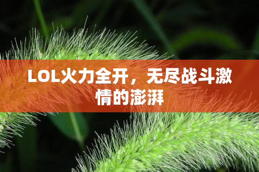 LOL火力全开，无尽战斗激情的澎湃