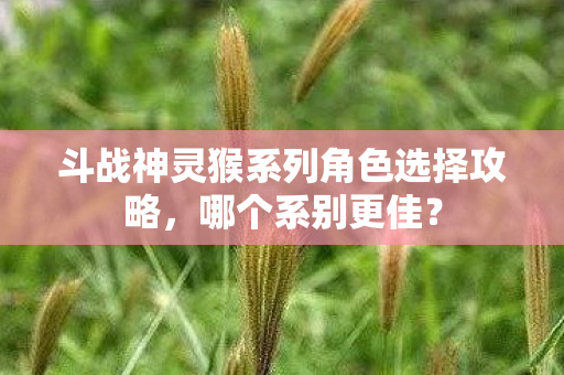 斗战神灵猴系列角色选择攻略，哪个系别更佳？