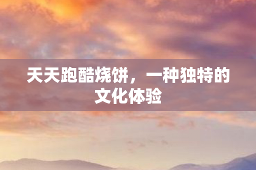 天天跑酷烧饼，一种独特的文化体验
