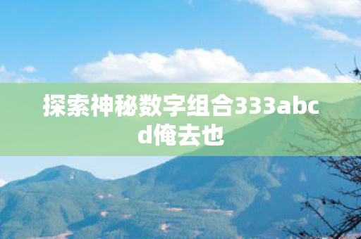 探索神秘数字组合333abcd俺去也