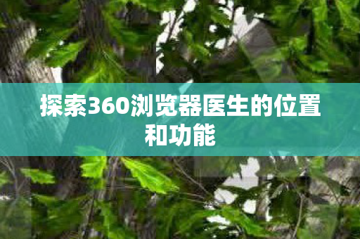 探索360浏览器医生的位置和功能