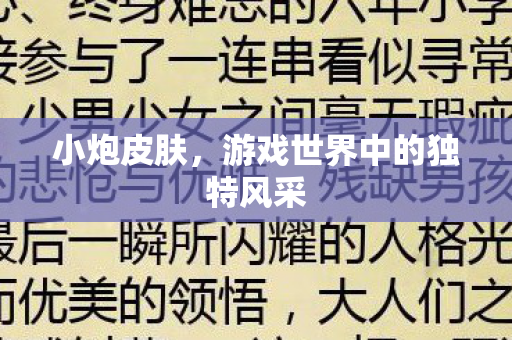 小炮皮肤，游戏世界中的独特风采