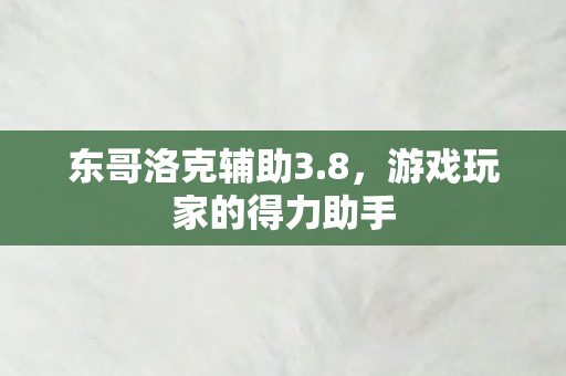 东哥洛克辅助3.8，游戏玩家的得力助手