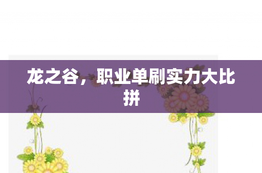 龙之谷，职业单刷实力大比拼