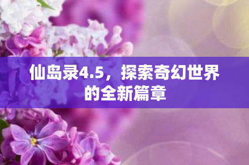 仙岛录4.5，探索奇幻世界的全新篇章