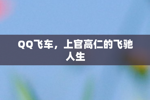 QQ飞车，上官高仁的飞驰人生