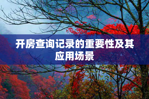 开房查询记录的重要性及其应用场景