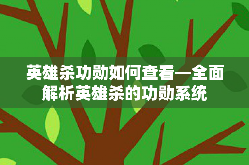 英雄杀功勋如何查看—全面解析英雄杀的功勋系统