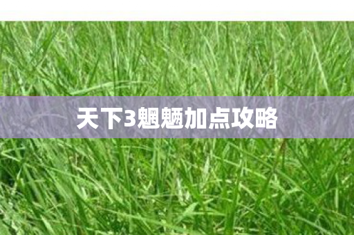 天下3魍魉加点攻略