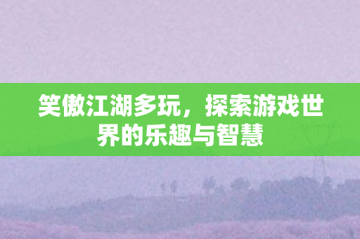 笑傲江湖多玩，探索游戏世界的乐趣与智慧