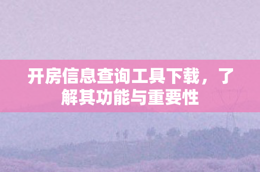 开房信息查询工具下载，了解其功能与重要性
