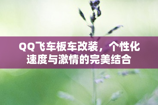QQ飞车板车改装，个性化速度与激情的完美结合