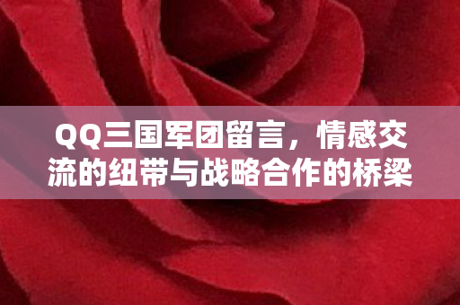 QQ三国军团留言，情感交流的纽带与战略合作的桥梁