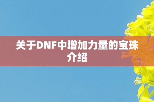 关于DNF中增加力量的宝珠介绍