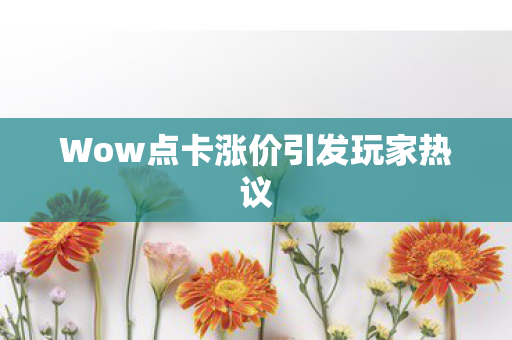 Wow点卡涨价引发玩家热议