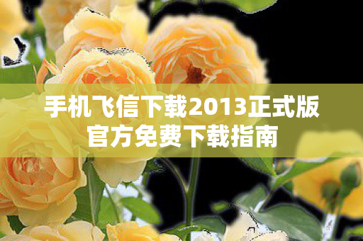 手机飞信下载2013正式版官方免费下载指南