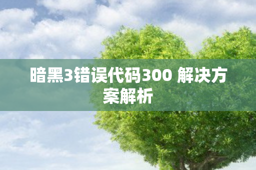 暗黑3错误代码300 解决方案解析