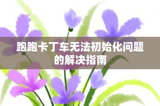 跑跑卡丁车无法初始化问题的解决指南
