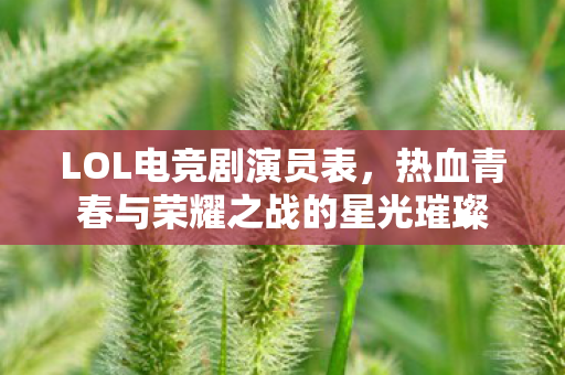 LOL电竞剧演员表，热血青春与荣耀之战的星光璀璨