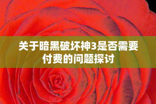 关于暗黑破坏神3是否需要付费的问题探讨