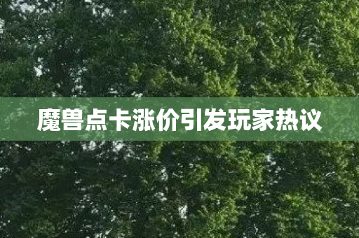 魔兽点卡涨价引发玩家热议