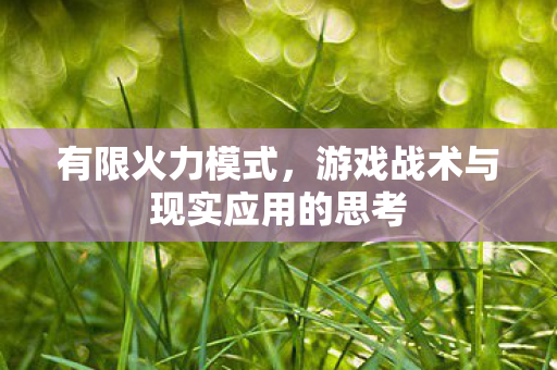 有限火力模式，游戏战术与现实应用的思考