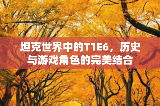 坦克世界中的T1E6，历史与游戏角色的完美结合