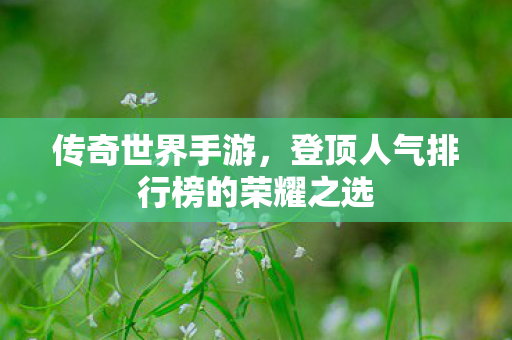 传奇世界手游,登顶人气排行榜的荣耀之选 传奇世界手游,登顶人气排行榜的荣耀之选