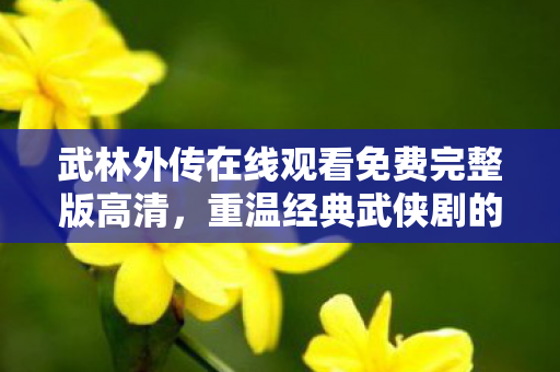 武林外传在线观看免费完整版高清，重温经典武侠剧的最佳选择