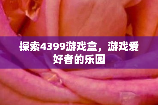 探索4399游戏盒，游戏爱好者的乐园