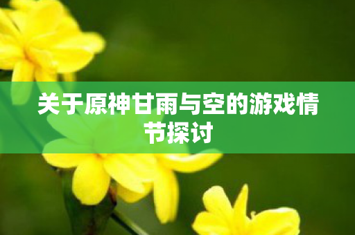 关于原神甘雨与空的游戏情节探讨