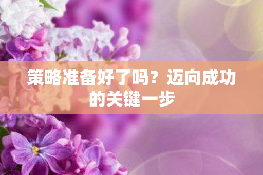 策略准备好了吗?迈向成功的关键一步 策略准备好了吗?迈向成功的关键一步