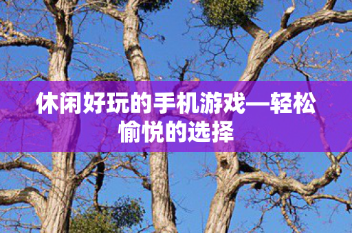 休闲好玩的手机游戏—轻松愉悦的选择