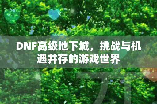 DNF高级地下城，挑战与机遇并存的游戏世界