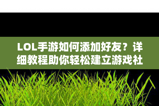 LOL手游如何添加好友？详细教程助你轻松建立游戏社交圈