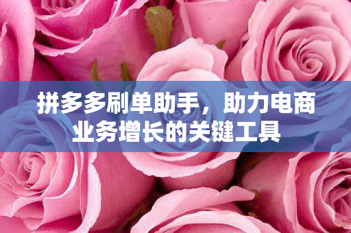 拼多多刷单助手，助力电商业务增长的关键工具