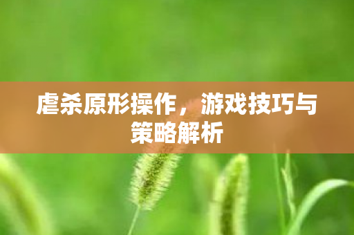 虐杀原形操作，游戏技巧与策略解析