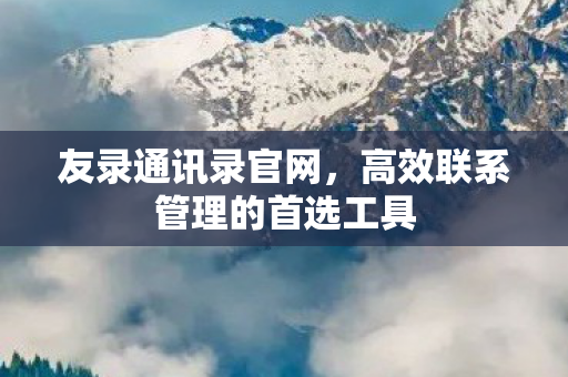 友录通讯录官网，高效联系管理的首选工具