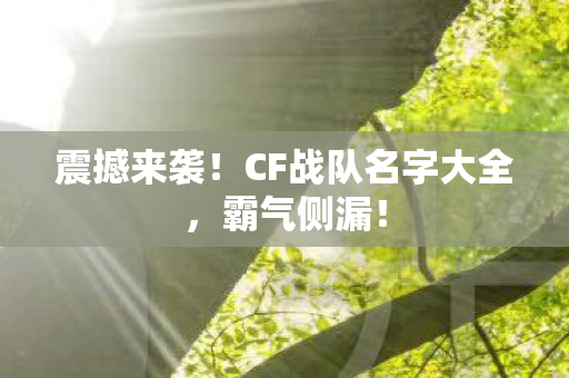 震撼来袭！CF战队名字大全，霸气侧漏！