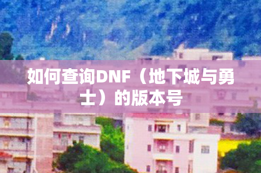 如何查询DNF（地下城与勇士）的版本号