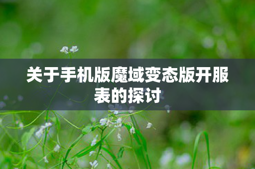 关于手机版魔域变态版开服表的探讨
